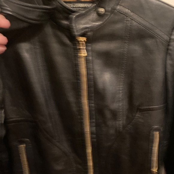 NWOT Authentic Dolce and Gabbana leather biker jacket with leopard lining - Picture 5 of 7